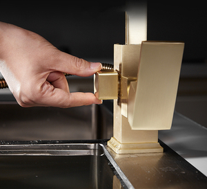 Grifo de cocina moderno de una sola manija en oro cepillado Instalación de un solo orificio con bidé extraíble Válvula de cerámica Núcleo Aerosol lateral - Product Image 3