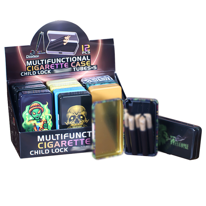 Новинка, 5 шт. емкости металлические портсигары олова мундштук Чехол Коробка