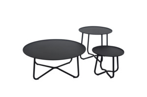 Modern Nordic Indoor Outdoor Black Metal Aluminum <b>Nesting</b> Round Coffee <b>Table</b> Set - Product Image 2