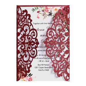 Invitación de Cumpleaños Cortada con Láser, Tarjeta de Boda, Página Interior con Lazo, Invitación de Novia, Invitación Plegable, Decoración de Boda, Invitación con Purpurina - Product Image 4