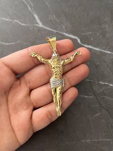 ヒップホップ ブラス ツートーン 電気メッキ ゴールド ジルコニア キューブカット クロス ペンダント フルイメージ イエス像入り DUYIZHAOブランド サードパーティ製 - Product Image 6
