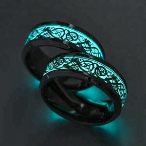 Nueva llegada de moda anillo de acero inoxidable luminoso encanto resplandor en la oscuridad anillo para parejas mujeres <span class=keywords><strong>y</strong></span> hombr - Product Image 3