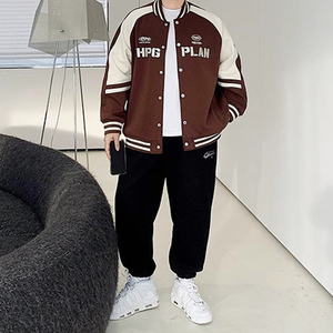 เสื้อแจ็คเก็ตเบสบอลแบรนด์แฟชั่นสไตล์เรโทรสำหรับผู้ชาย ฤดูใบไม้ผลิ ฤดูใบไม้ร่วง ไซส์ใหญ่พิเศษ ทรงหลวม สวมใส่สบาย คอตั้ง - Product Image 4