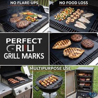 Tapis de barbecue réutilisable en fibre de verre avec revêtement antiadhésif en PTFE, résistant aux hautes températures, pour la cuisson au barbecue, vente en gros directe d'usine
