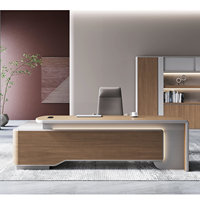 Bureau de direction personnalisable à livraison rapide, fournisseur de bureaux simples et élégants pour managers et patrons, avec éclairage LED et prise intégrée pour usage commercial