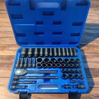Jeu de clés à douilles à cliquet Evian 50 pièces, 1/2 pouce, métriques, profondes et courtes, pour réparation et entretien automobile, boîte à outils manuelle