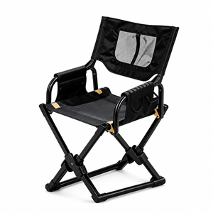 Chaise de camping pliable portable, chaise de réalisateur d'extérieur avec accoudoirs et sac de transport, cadre en aluminium, tissu Oxford, design minimaliste - Product Image 1