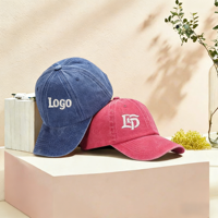 Groothandel op maat gemaakte handgebreide logo premium 6-delige denim distressed gewassen katoenen unisex verstelbare klassieke fruit argyle pet