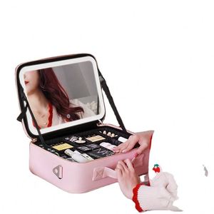 BSCI Factory Beauty Waterproof Portable Travel Cosmetic Case Cosmetic <b>Makeup</b> <b>Bags</b> <b>With</b> Led <b>Makeup</b> <b>Mirror</b> - Product Image 1