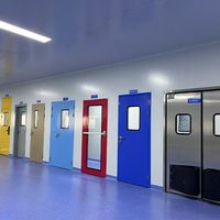 Porte de salle blanche à double battant ISO pour laboratoire et hôpital, en acier galvanisé coupe-feu et étanche à l'air, pour salle blanche industrielle