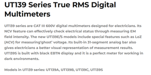 Multímetro Digital de Verdadero Valor Eficaz (RMS) Serie UNI-T UT139E con Rango Automático, NCV, VFC, Portátil, para Mantenimiento de Circuitos Industriales - Product Image 4