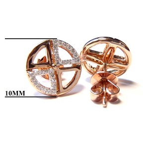 Superbes boucles d'oreilles tendance plaquées or rose 18 carats avec diamants SI taille brillant rond, bijoux pour fiançailles, mariage, anniversaire, fête - Product Image 2