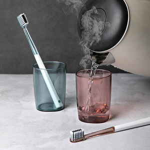 Support de brosse à dents rond transparent multifonctionnel, fixation murale sans perçage, ensemble de 4 tasses pour rangement de salle de bain - Product Image 3