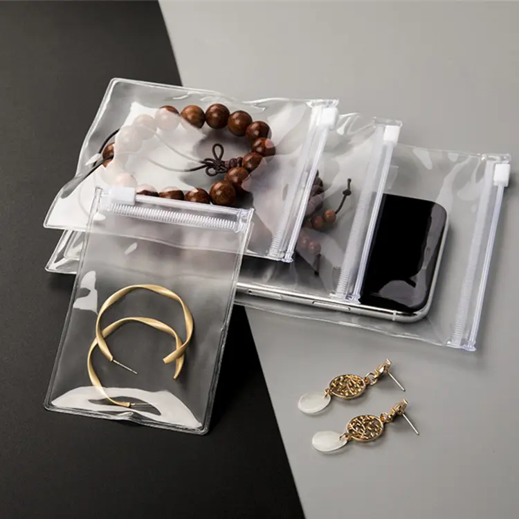 Pemasok Tiongkok pabrik sendiri produk trendi logo kustom barang baru tas kantong kemasan perhiasan kecil dengan ritsleting