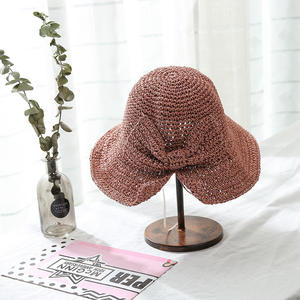 Nuevos Sombreros de Paja con Lazo de Mariposa para Mujer, Sombreros de Verano de Ala Ancha Plegables para Protección Solar - Product Image 3