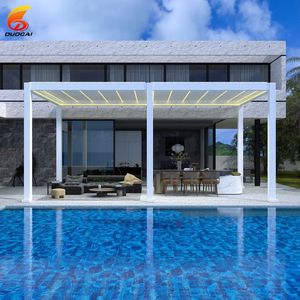 Pergola à lames orientables - Lames réglables et gouttière dissimulée - <span class=keywords><strong>Abri</strong></span> solaire durable <span class=keywords><strong>pour</strong></span> <span class=keywords><strong>jardin</strong></span> <span class=keywords><strong>de</strong></span> villa - Product Image 4