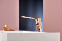 Robinet de lavabo carré en laiton massif PVD Or Rose, monocommande, pour salle de bain, hôtel, villa, projet OEM ODM LOGO