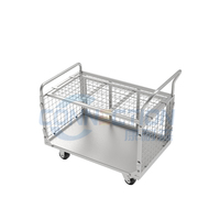Chariot à plateforme manuel industriel pliable en acier à quatre roues, personnalisé OEM, de haute qualité, pour le transport et le stockage