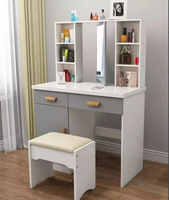 Table de toilette d'angle moderne européenne pour chambre à coucher avec miroir éclairé, meuble de rangement en panneau MDF, hauteur réglable, mobilier Baobei