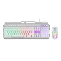 Juego de teclado y ratón para juegos con cable, combo de teclado y ratón con panel de metal para PC y portátil