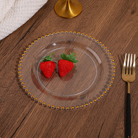 Assiettes de présentation rondes en plastique transparent perlé de 13 pouces pour fêtes, mariages et événements