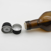 Bouchon à vis en aluminium noir 31.5*24mm couleur verte huile de coco huile de palme huile d'olive bouchon de bouteille pré-fileté avec insert en plastique