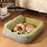 Coussin de couchage confortable pour animaux de compagnie, design surélevé, extra épais, lavable, doux, avec protection du cou, pour chiens et chats, idéal pour l'hiver