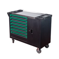 Chariot à outils professionnel robuste à 7 tiroirs pour le rangement d'outils et l'atelier, avec armoire latérale et plan de travail avec chariot