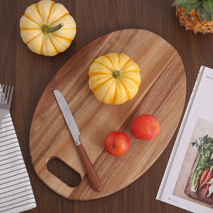 Tabla de cortar de madera maciza rectangular con asa para frutas, comida para bebés, pan, carne y alimentos cocinados - Product Image 2