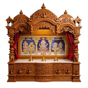 Handmade Big Sagwan Wood Temple For Pooja Room Big Size Traditional Swaminarayan Temple Mandir For Home Decor Setup - Product Image 5