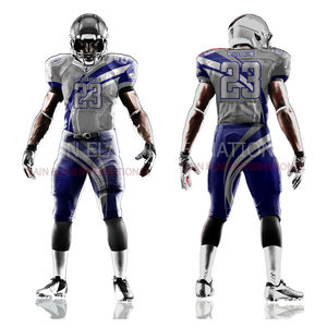 Suministro directo de fábrica Uniforme de fútbol americano Aparejos personalizados Sarga Nombre y número Impreso Kits de uniformes de fútbol americano - Product Image 3