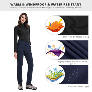 Pantalones Deportivos Softshell para <span class=keywords><strong>Mujer</strong></span>, Casuales, de Poliéster, Impermeables, Transpirables, con Estampado Tejido, Cálidos, para Senderismo y <span class=keywords><strong>Montaña</strong></span>, Talla Grande, Nuevo - Product Image 3