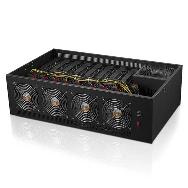 Qway Factory Wholesale ATX Form Factor Rack Style 5 Fans and Power Supply 8 GPU Server Case with 3.0 USB CE Certified DDR3 RAM