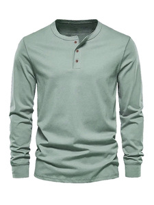 Camiseta Henley Casual para <span class=keywords><strong>Hombre</strong></span> 2026, Cuello Redondo, <span class=keywords><strong>Manga</strong></span> <span class=keywords><strong>Larga</strong></span>, Color Sólido, Malla Transpirable de Secado Rápido, Top Deportivo - Product Image 3