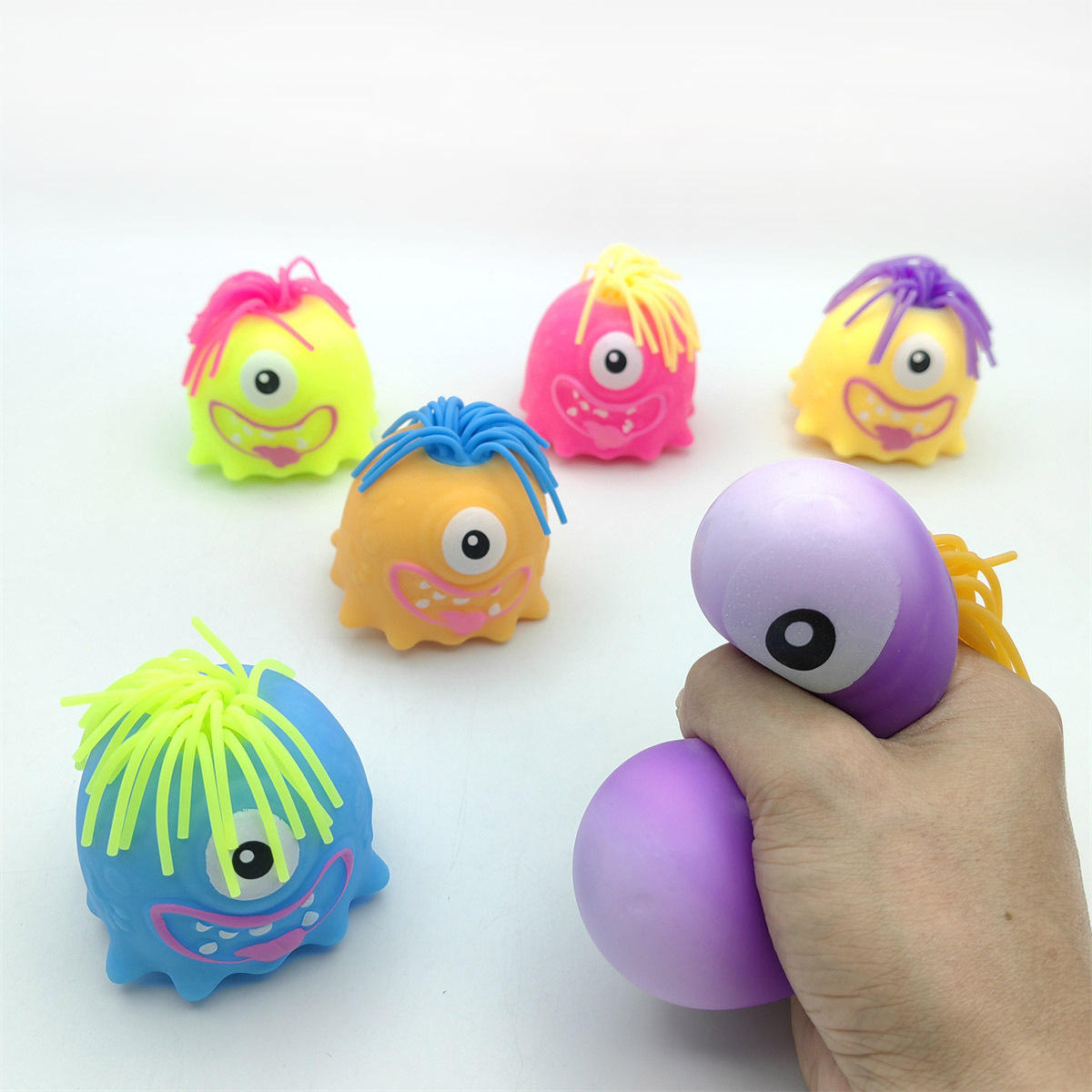 2026 Stretchable Hair One-Eyed Monster Squishy Toy Stress Relief Squeeze Venting Novelty Gift for Kids Adults Desktop Decor