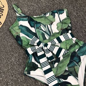 Maillot de bain une pièce, bikini, motif imprimé feuilles vertes, vente en gros, nouvelle collection - Product Image 6