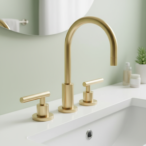 Rubinetto <span class=keywords><strong>miscelatore</strong></span> lavabo in ottone non rivestito, a 3 fori, per montaggio su piano, larghezza 8 pollici, per bagno - Product Image 1