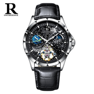 Orologio da <span class=keywords><strong>Uomo</strong></span> Meccanico Completamente Automatico con Luce Notturna Tourbillon Calendario Impermeabile Cassa in Acciaio Inossidabile Design Scheletrato Piccolo Orologio - Product Image 6