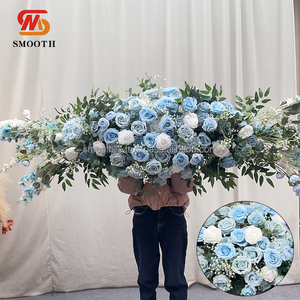 ฉากหลังงานแต่งงานออกแบบพิเศษ ตกแต่งด้วยดอกไม้ประดิษฐ์สีฟ้าอย่างสวยงาม - Product Image 5