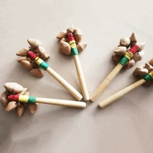 Wholesale Hand‑made Wooden Handle Fruit Shell Shaker Rattle Stick Percussion Shaker For Early Education - Product Image 3