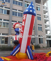 Oncle géant de belle conception Sam sur des ballons patriotiques gonflables de ballon de fusée à vendre