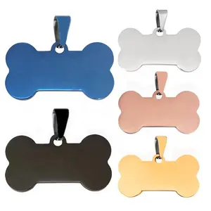 Custom Logo Round Rose Gold Rainbow Metal Stainless Steel Cheapest Funny Blank Bone Dog Tags for pet