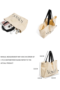 กระเป๋าผ้าใบแฟชั่นผ้าฝ้ายมีหูหิ้วพิมพ์โลโก้ตามสั่งขนาดใหญ่ - Product Image 6