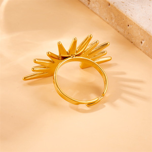 European American Fashion Gold Plated Stainless Steel Half Circle <b>Sunflower</b> <b>Ring</b> Unisex Party Jewelry - Product Image 3