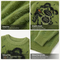 Pull en mohair tricoté sur mesure pour homme, 7 jauges, brossé, duveteux, OEM ODM, doux et chaud pour l'hiver