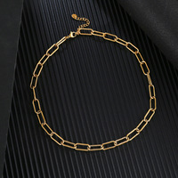 Nouveau Collier Chaîne à Maillons Tendance en Acier Inoxydable Noir Argenté, Plaqué Or 18K, Minimaliste et Élégant, pour Femme
