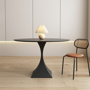 Delifeng <b>Round</b> <b>Dining</b> <b>Table</b> Black Slab Stable Design For Small Spaces Living Room - Product Image 1