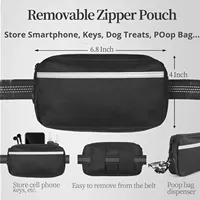 Laisse en nylon mains libres avec sac à fermeture éclair réfléchissant, poignée doublement rembourrée et sangle élastique durable pour la marche, le jogging et la course à pied