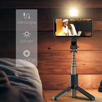 Trépied pliable télescopique sans fil en aluminium L10S Hot Series avec lumière d'appoint LED pour smartphone et perche à selfie