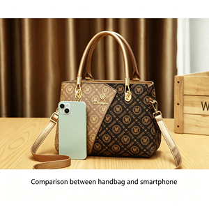 Sac à main élégant en cuir PU marron à monogramme avec poignée supérieure et bandoulière amovible pour le <span class=keywords><strong>travail</strong></span> et les sorties décontractées - Product Image 2